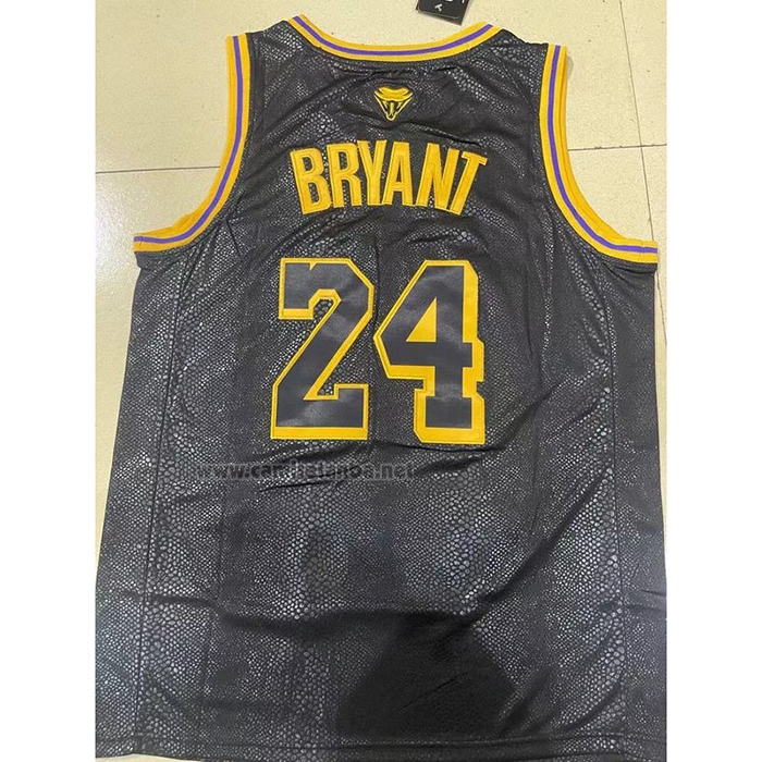 Camiseta Los Angeles Lakers Kobe Bryant #24 Black Mamba Snakeskin Negro